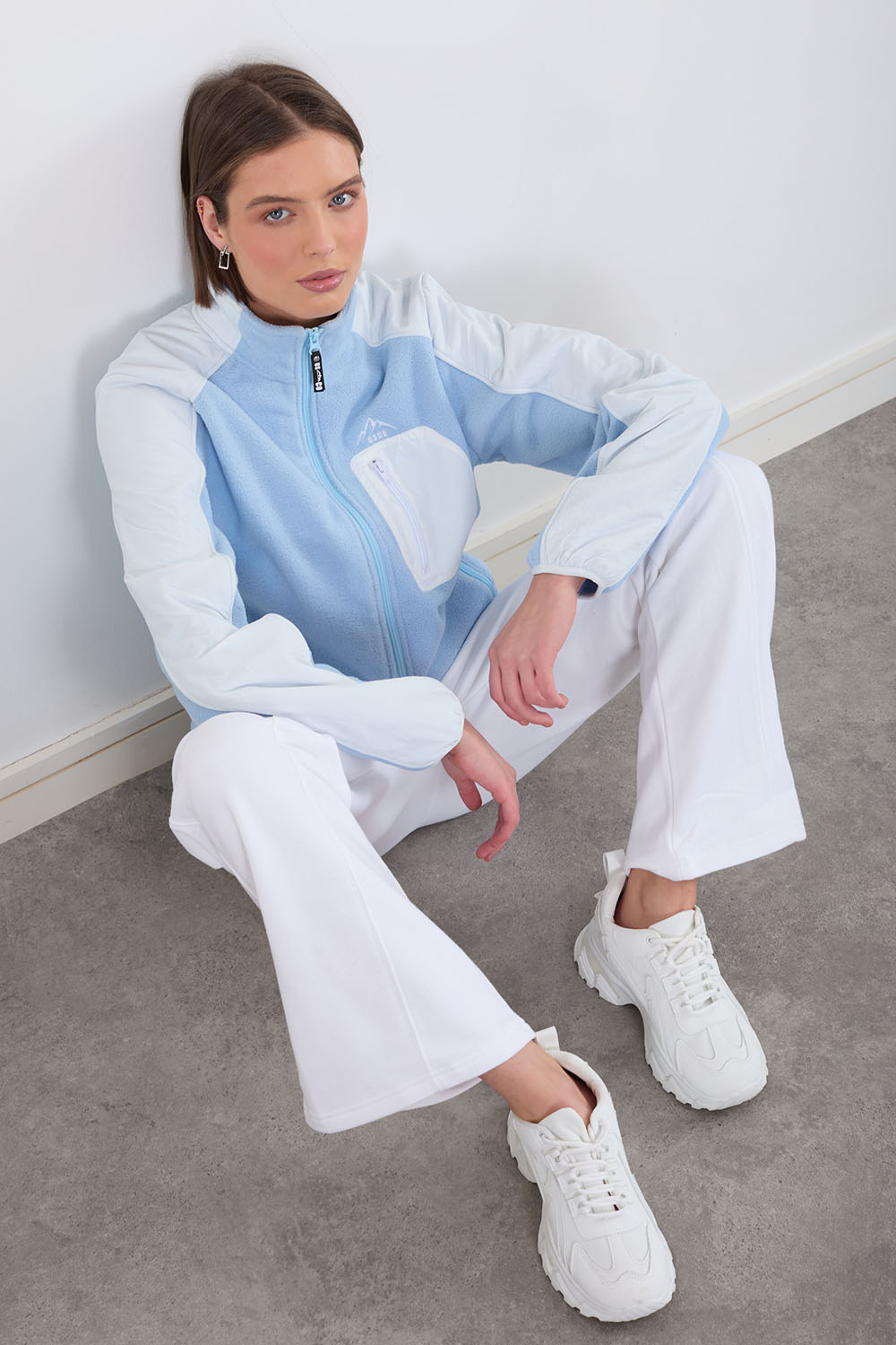 Isabella Panelled Fleece In Blue