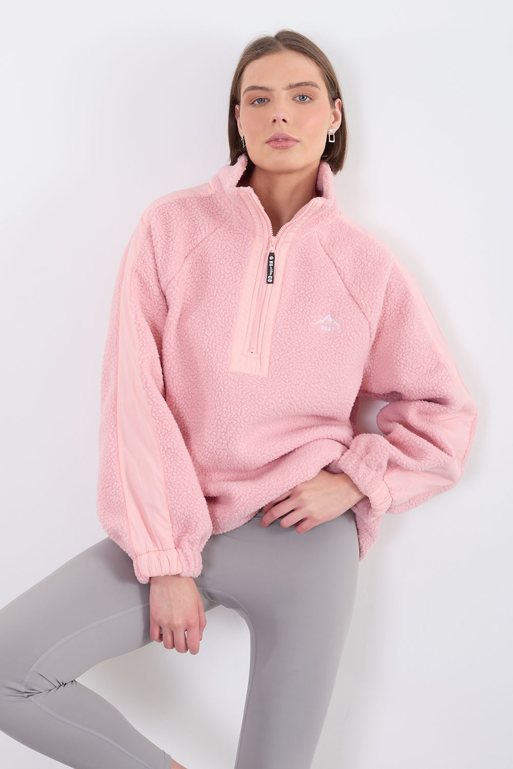 Holly Half Zip Fleece In Blush