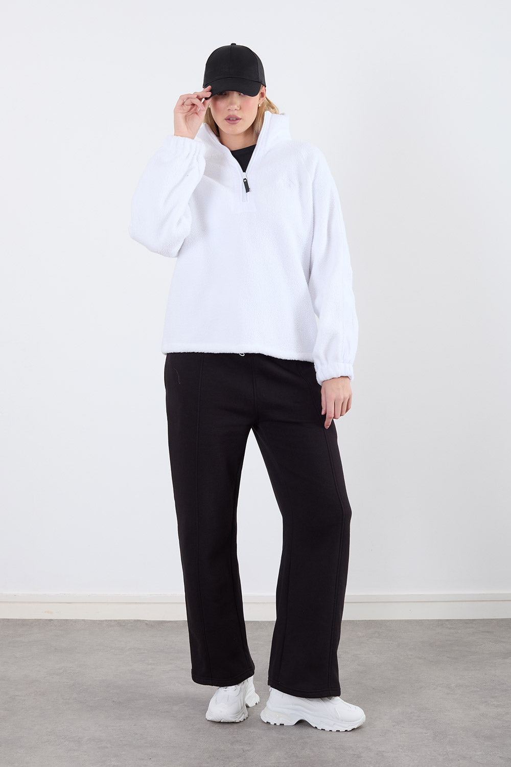 Holly Half Zip Fleece In White