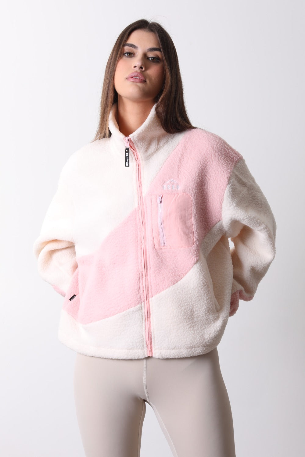 Vortex Pastel Porlar Half Zip Fleece in Cream