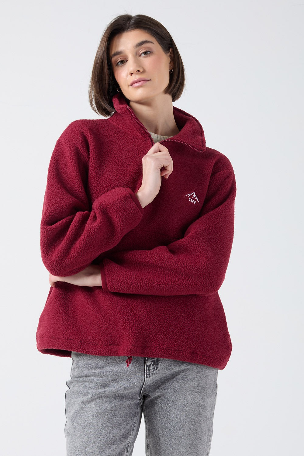 Holly Half Zip Fleece in Wine