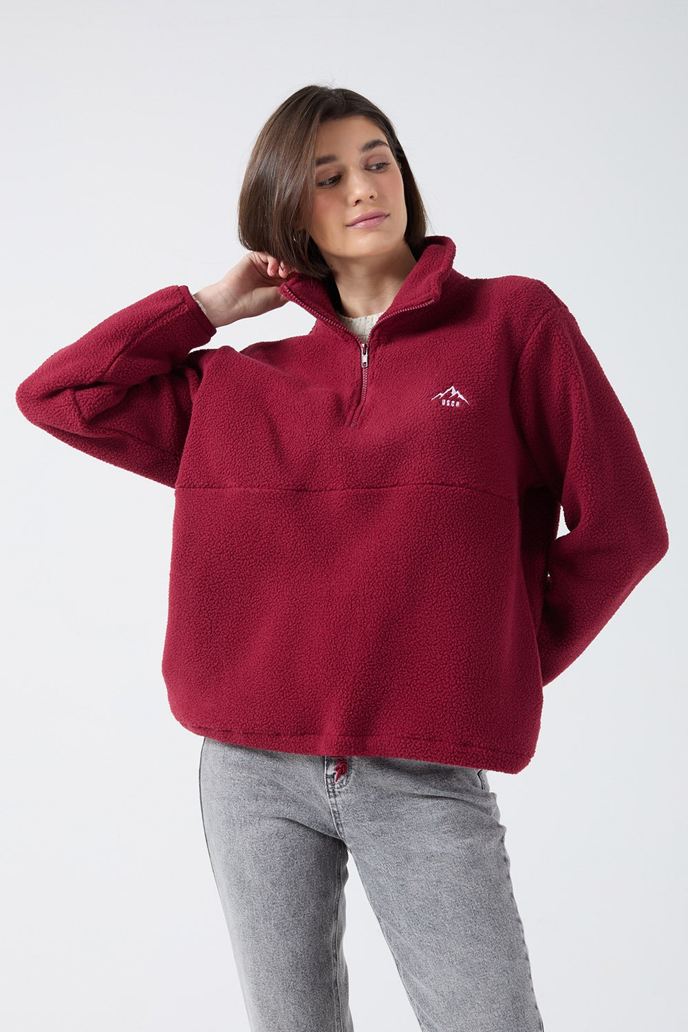 Holly Half Zip Fleece in Wine