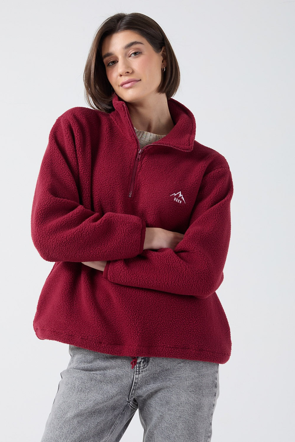 Holly Half Zip Fleece in Wine