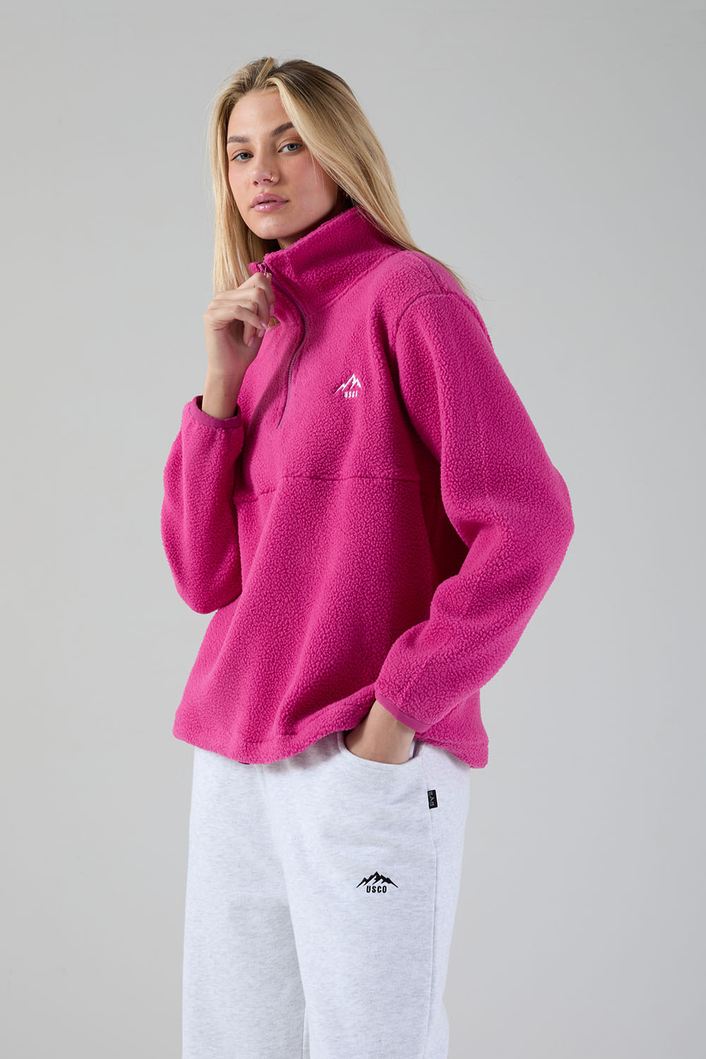 Holly Half Zip Fleece in Cerise