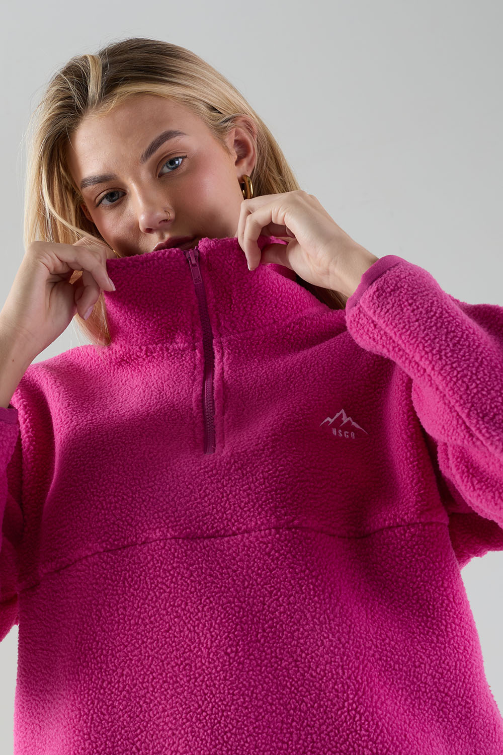 Holly Half Zip Fleece in Cerise