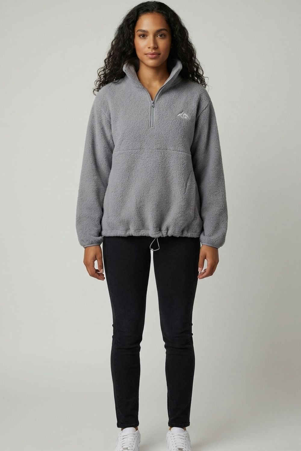 Holly Half-Zip Fleece Pullover in Grey