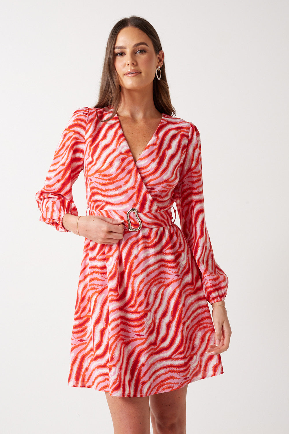 Viva Printed Short Dress in Red