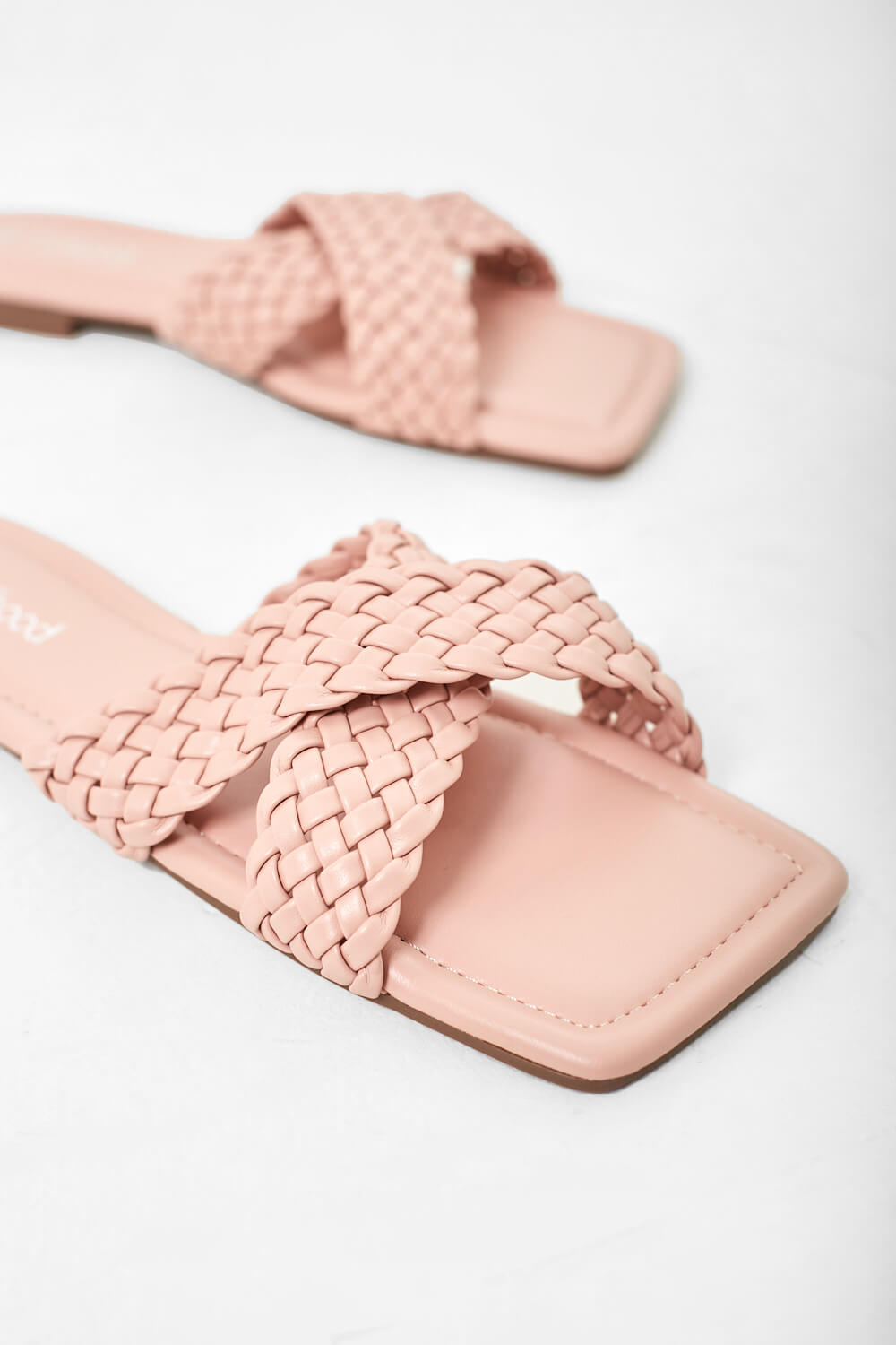 Woven Slider Sandals in Pink