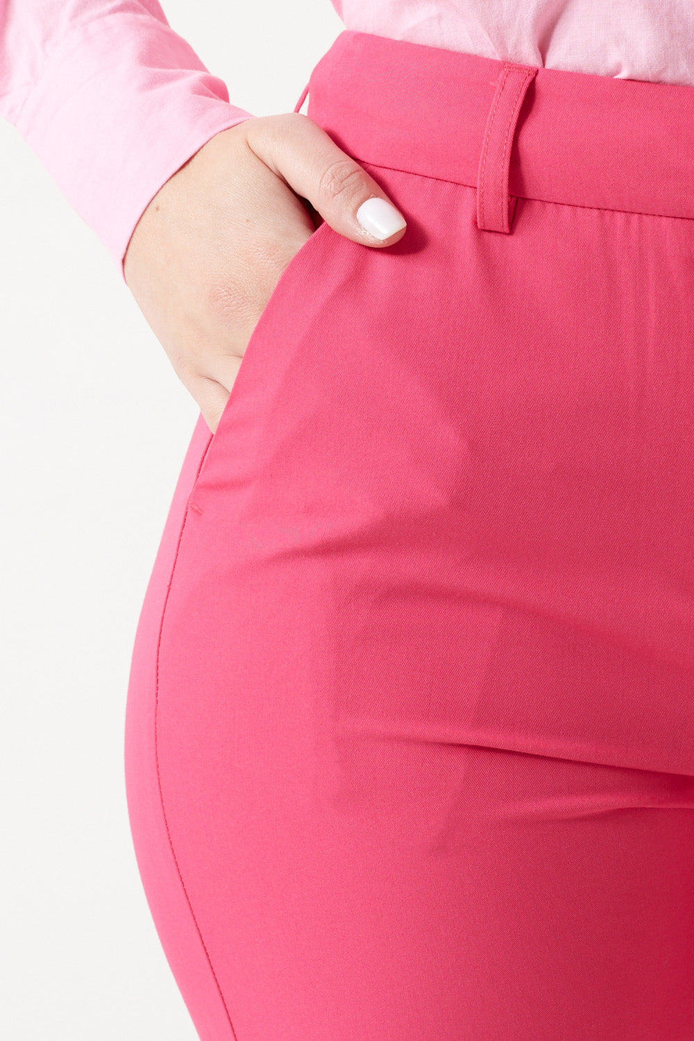 Zelda High Waisted Straight Leg Trousers in Pink