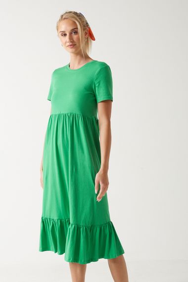 Only May S/S Peplum Calf Dress in Green | iCLOTHING - iCLOTHING