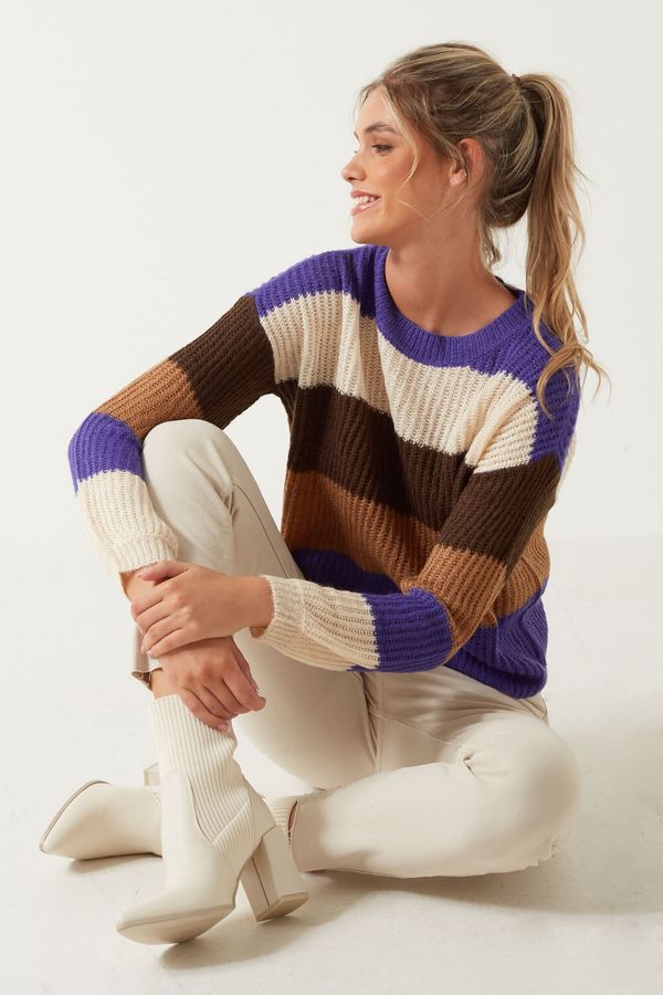 Badut Loose Knit Striped Jumpers in Purple