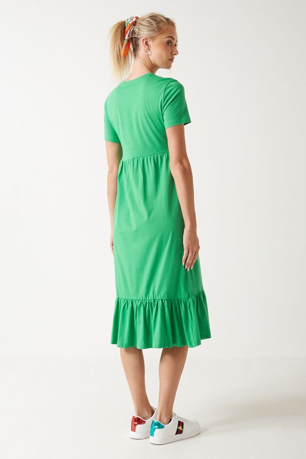 Only May S/S Peplum Calf Dress in Green | iCLOTHING - iCLOTHING