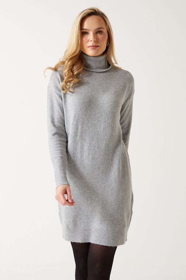 Grey iCLOTHING Light Moda - iCLOTHING Rollneck Dress Vero in Brilliant | Jumper
