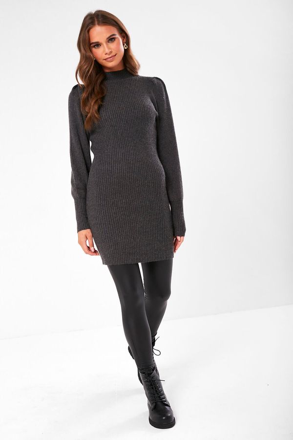Only Katia Long Sleeve Knit Dress in Dark Grey | iCLOTHING - iCLOTHING | Strickkleider