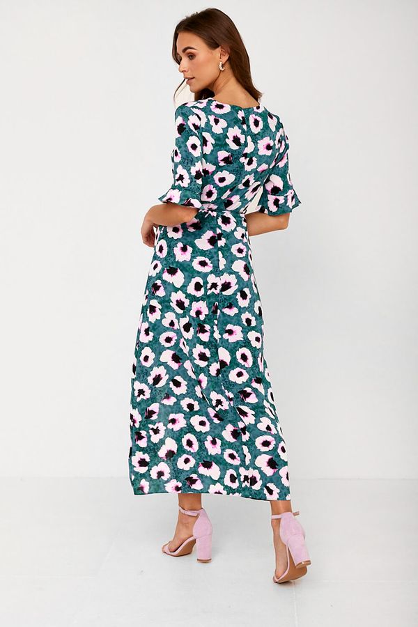Marc Angelo Kayla Floral Printed Wrap Dress in Green | iCLOTHING - iCLOTHING