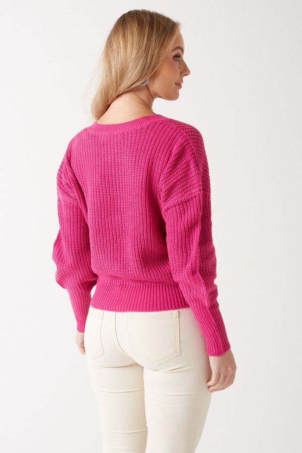 | - Lea iCLOTHING in iCLOTHING Fuchsia Knit Cardigan V Moda Vero Neck