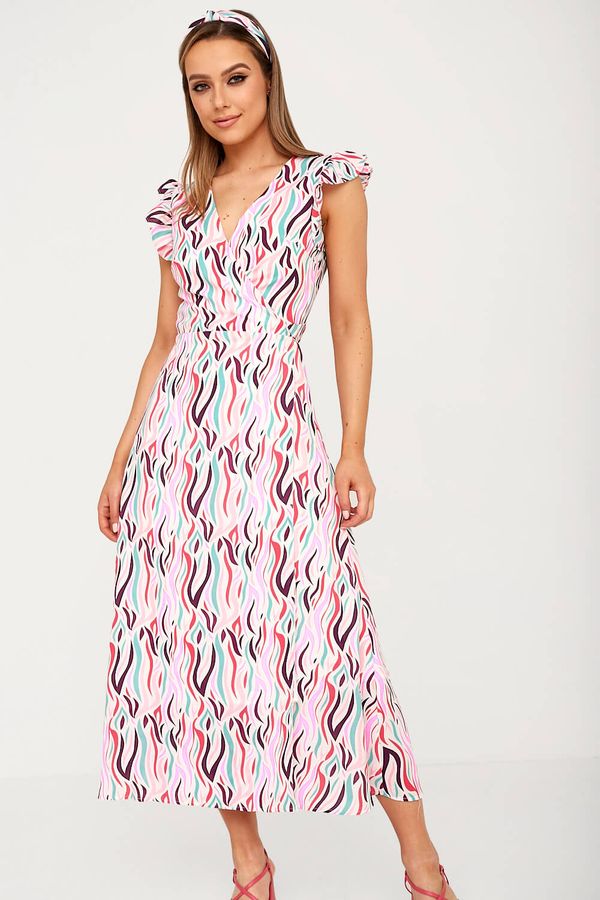 Minueto Pink Animal Print Wrap Dress | iCLOTHING - iCLOTHING
