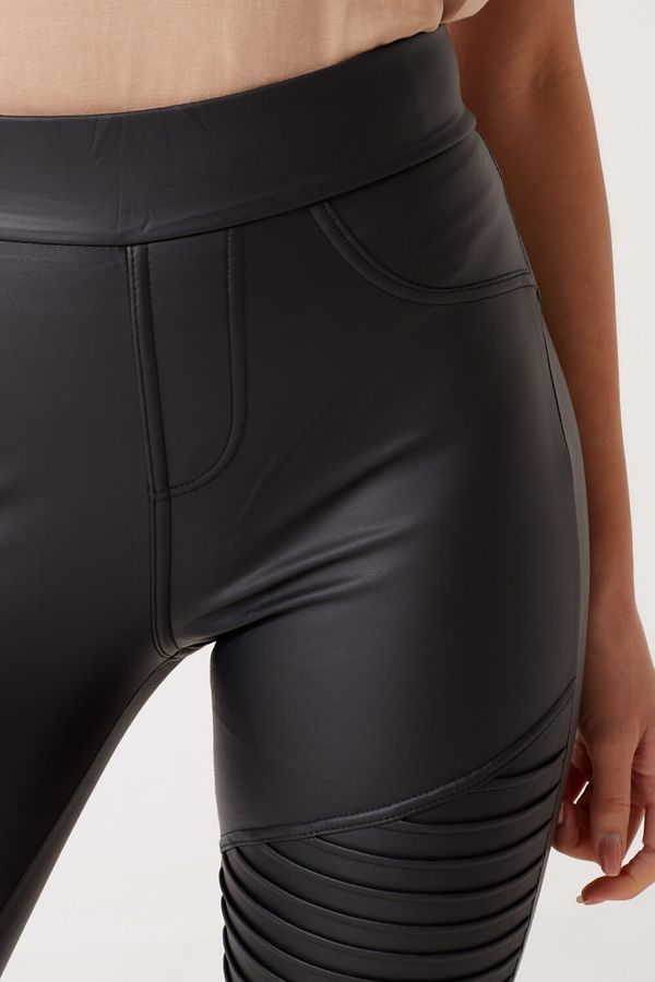 Spanx Leather Like Black Biker Leggings Size XL