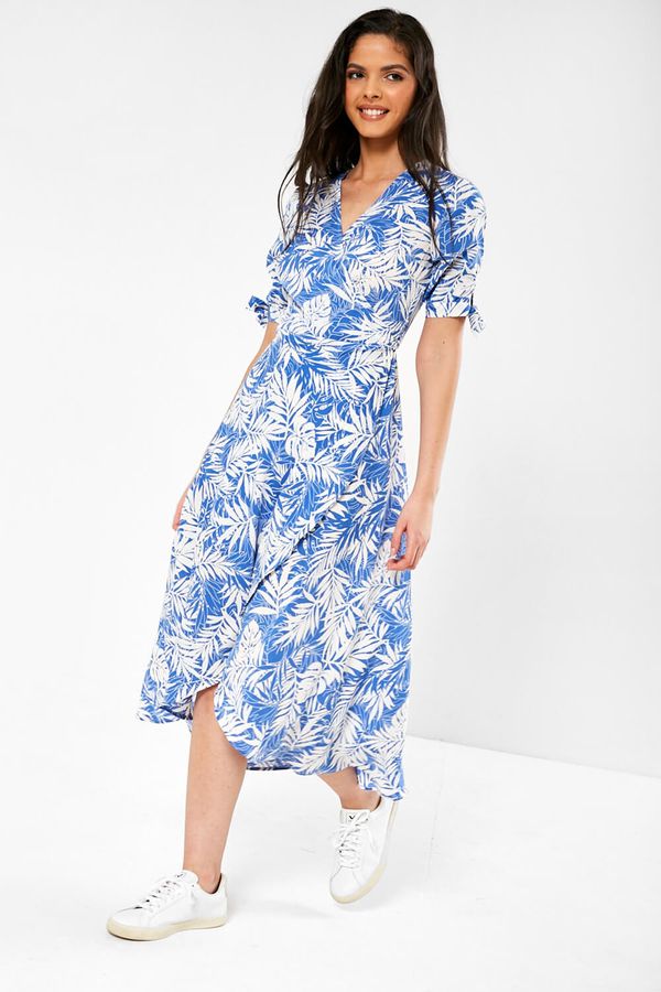 Marc Angelo Tropical Print Wrap Dress in Blue | iCLOTHING - iCLOTHING
