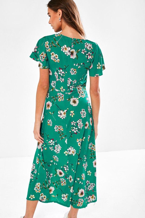 zara green floral mini dress