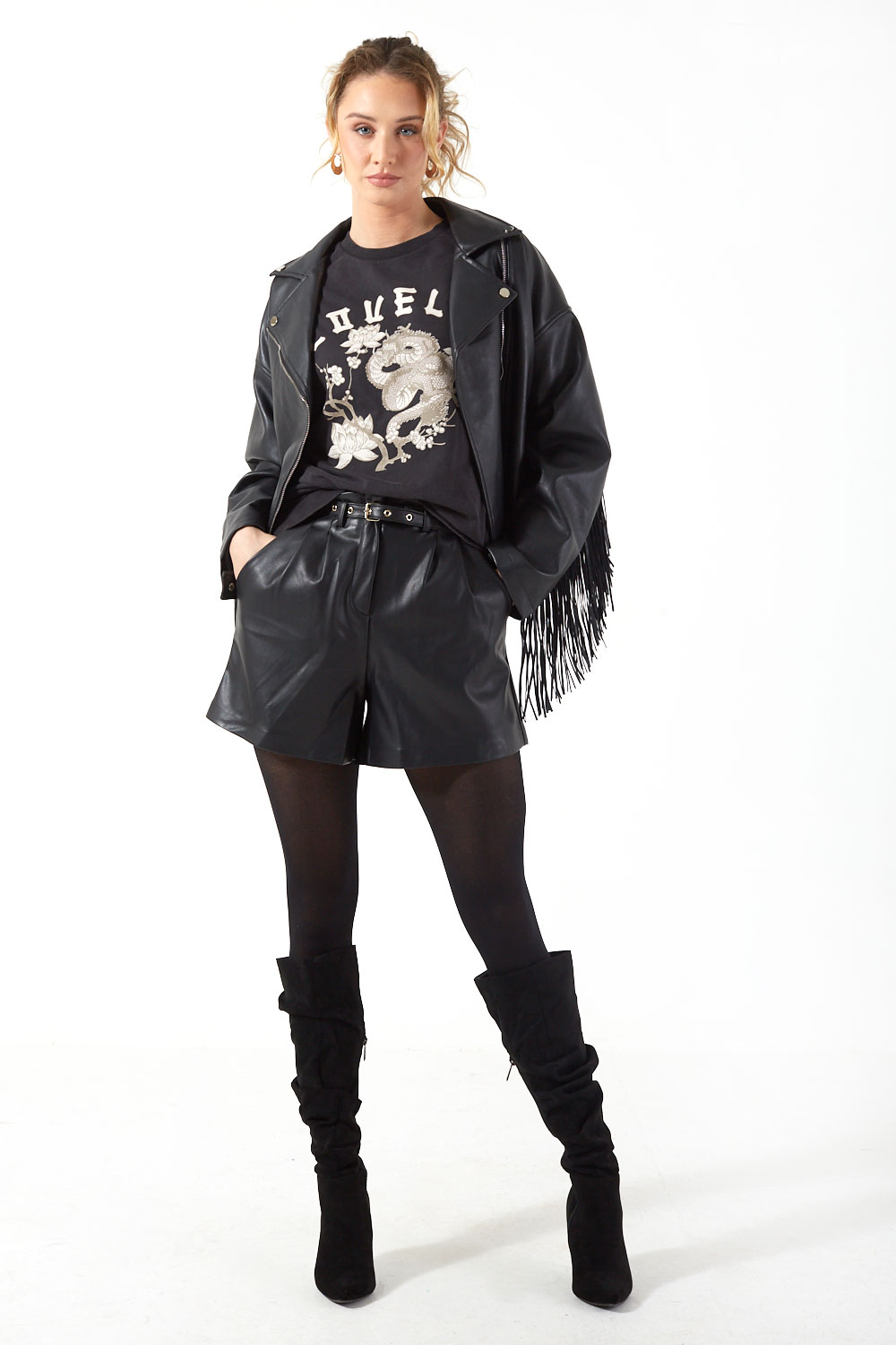 Tanya LS Oversize Sweatshirt Dragon Print in Black