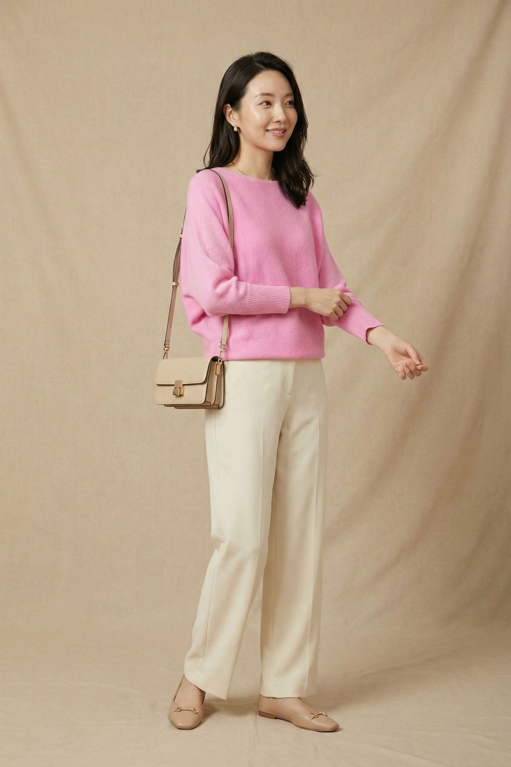 Pearl Detail Soft Knit Top in Baby Pink