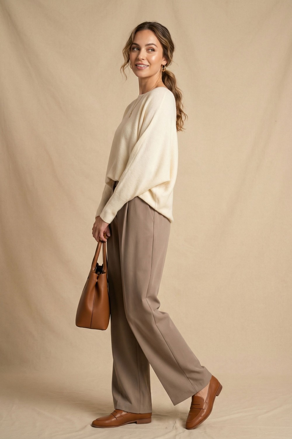 Pearl Detail Soft Knit Top in Cream