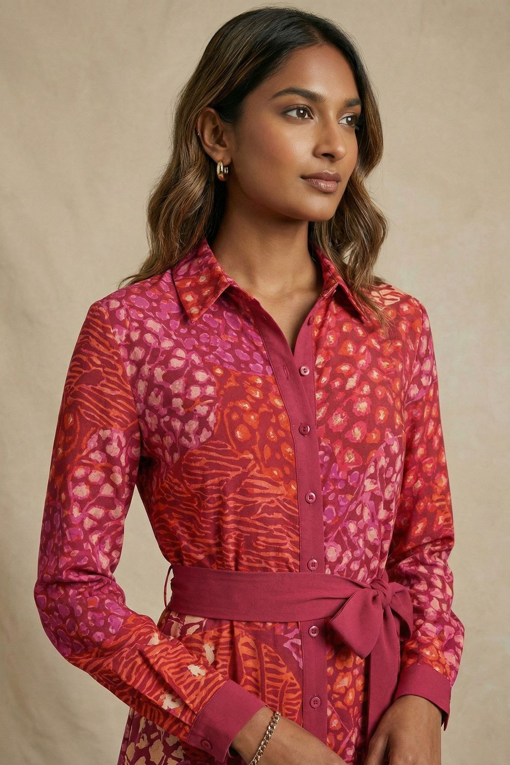 Milly Printed Shirt Dress in Pink