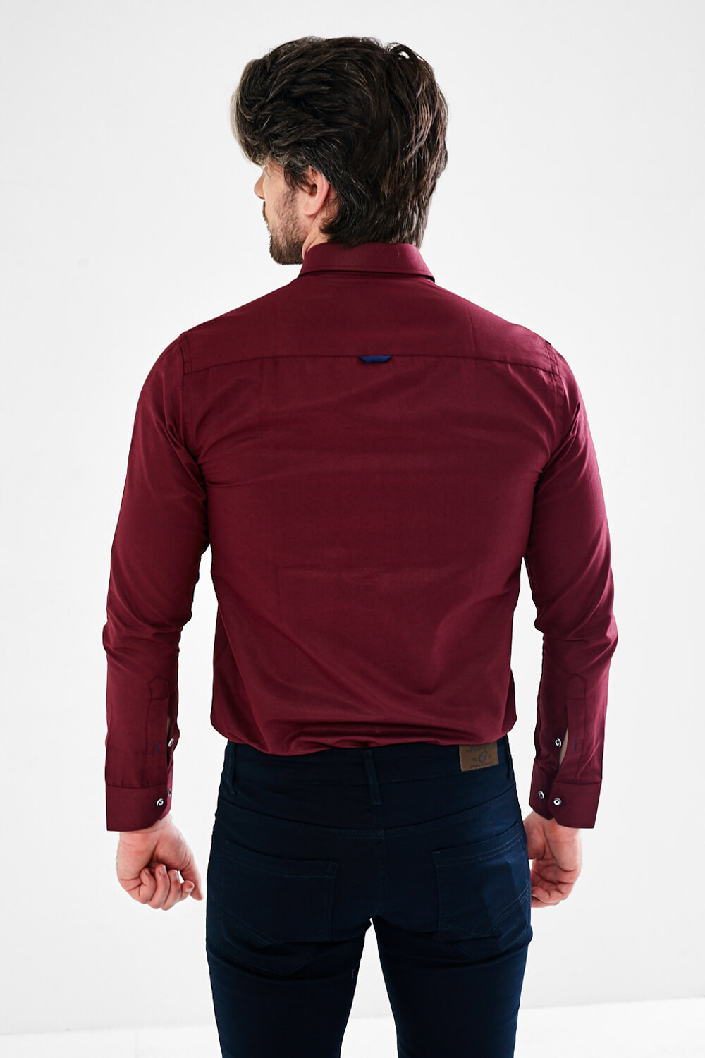 Lolland Long Sleeve Oxford Shirt in Burgundy